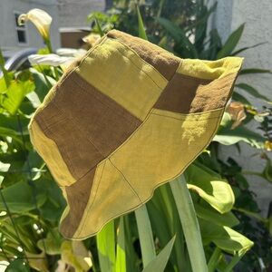 Patchwork Bucket Hat in Yellow and Brown